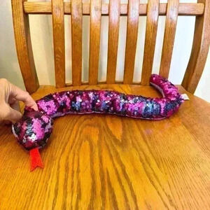🌈 6/$60 Fiesta Reversible Flip Sequin Snake 26.5”Purple Blue Stuffed Animal
